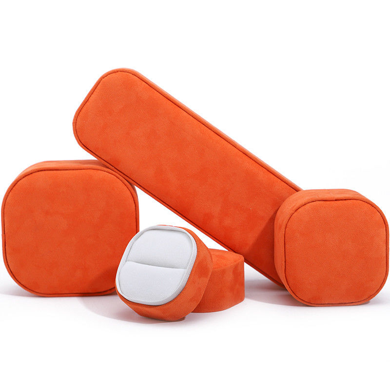 Luxury lid and base jewelry box hign quality orange velvet jewellery box with logo