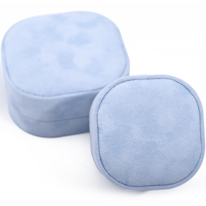 Luxury lid and base jewelry box hign quality blue velvet jewellery box with logo