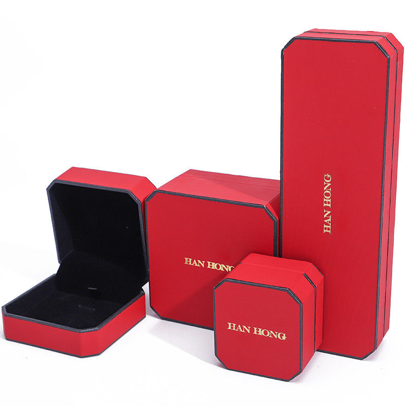 Red Velvet Material Rectangle Jewelry Box for Luxury Bracelet Earrings Necklace Ring