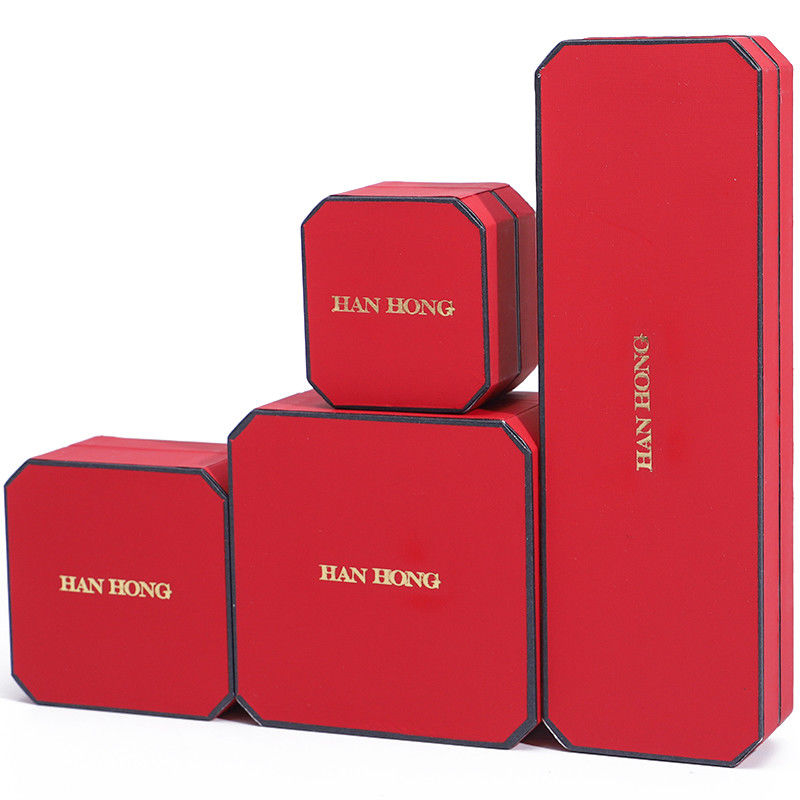 Red Velvet Material Rectangle Jewelry Box for Luxury Bracelet Earrings Necklace Ring