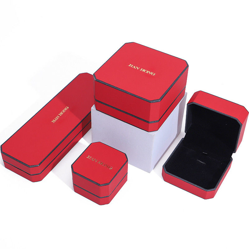 Red Velvet Material Rectangle Jewelry Box for Luxury Bracelet Earrings Necklace Ring
