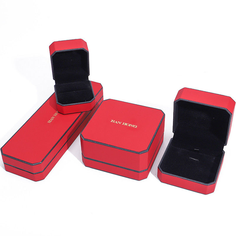 Red Velvet Material Rectangle Jewelry Box for Luxury Bracelet Earrings Necklace Ring