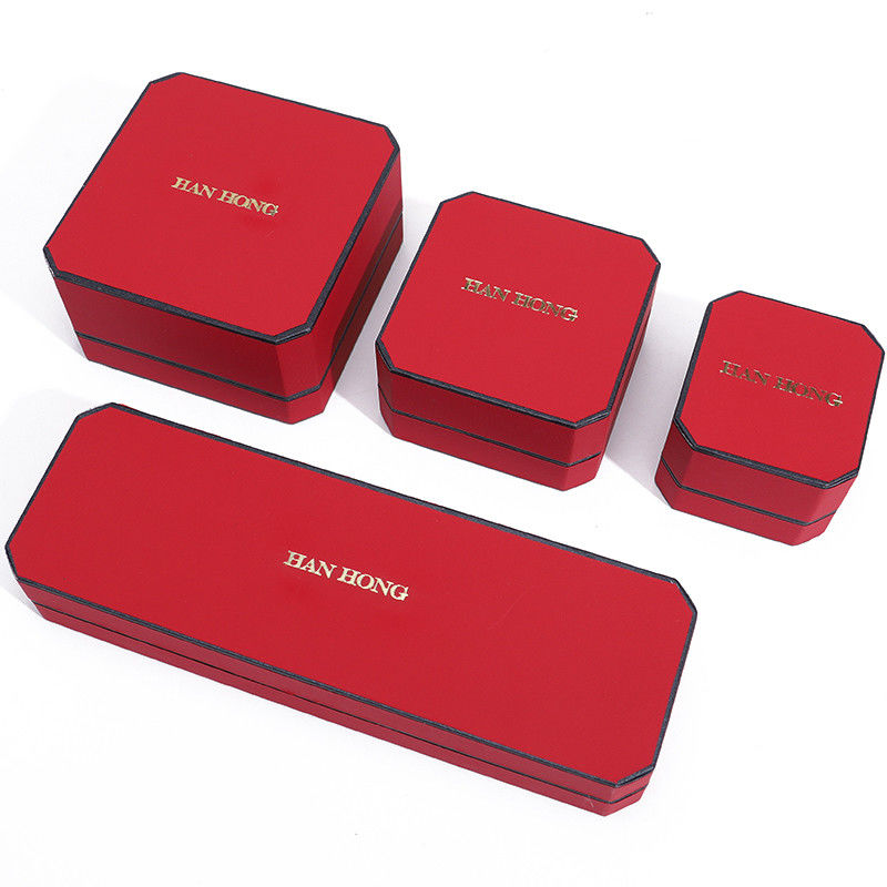 Red Velvet Material Rectangle Jewelry Box for Luxury Bracelet Earrings Necklace Ring