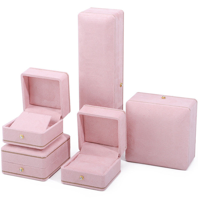 Rectangle Pink Jewelry Box for Custom Logo Packaging of Bracelets Necklaces and Rings