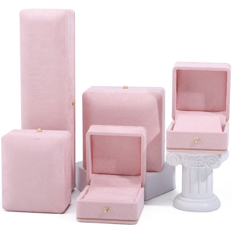 Rectangle Pink Jewelry Box for Custom Logo Packaging of Bracelets Necklaces and Rings