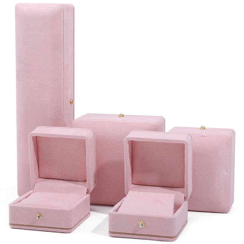 Rectangle Pink Jewelry Box for Custom Logo Packaging of Bracelets Necklaces and Rings