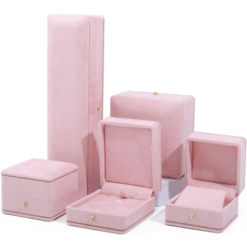 Rectangle Pink Jewelry Box for Custom Logo Packaging of Bracelets Necklaces and Rings