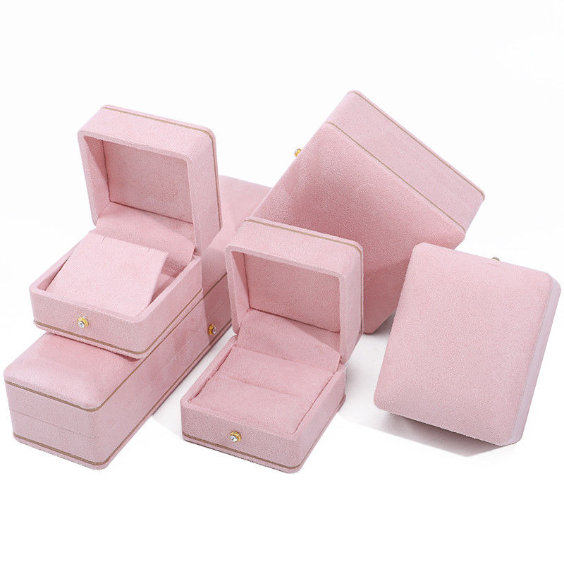 Rectangle Pink Jewelry Box for Custom Logo Packaging of Bracelets Necklaces and Rings