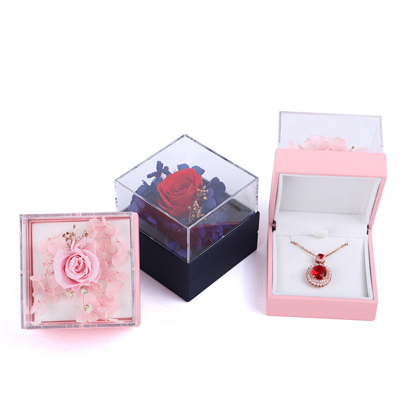 Luxury Square Rose Necklace Box Jewelry Gift Box For Captivating Presentation