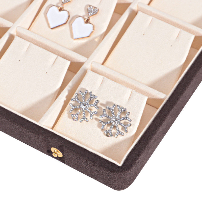 Coffee Color Microfiber Leather Jewelry Box for Necklace Bracelet Stud Set and Ring