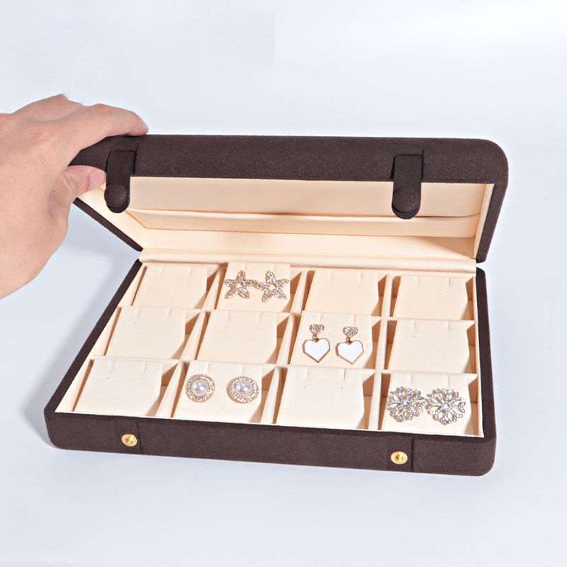 Coffee Color Microfiber Leather Jewelry Box for Necklace Bracelet Stud Set and Ring