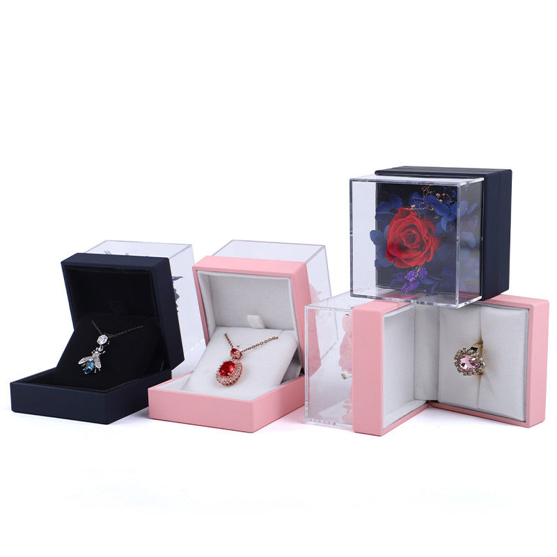 Square Rose Flower Jewelry Packaging Box Floral Ring Box For Gift Custom Design