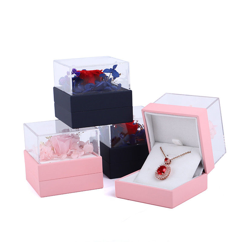 Square Rose Flower Jewelry Packaging Box Floral Ring Box For Gift Custom Design