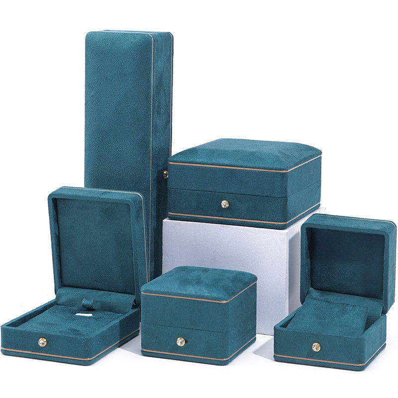 OEM ODM Luxury Jewellery Box Custom high quality Blue Velvet Jewelry Box with logo