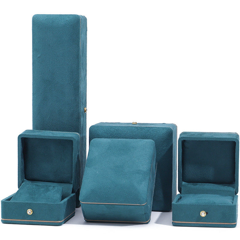 OEM ODM Luxury Jewellery Box Custom high quality Blue Velvet Jewelry Box with logo