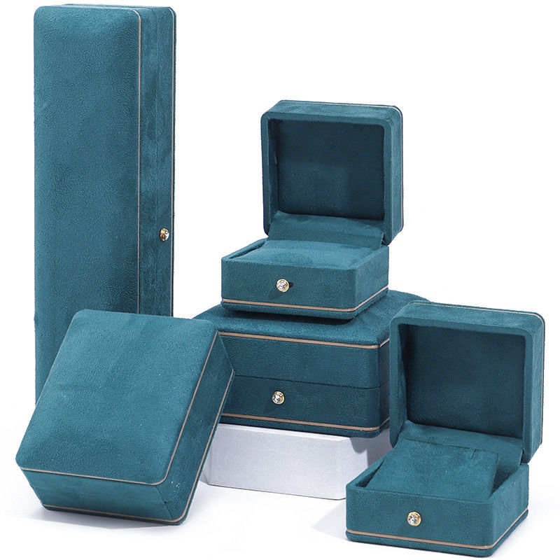 OEM ODM Luxury Jewellery Box Custom high quality Blue Velvet Jewelry Box with logo