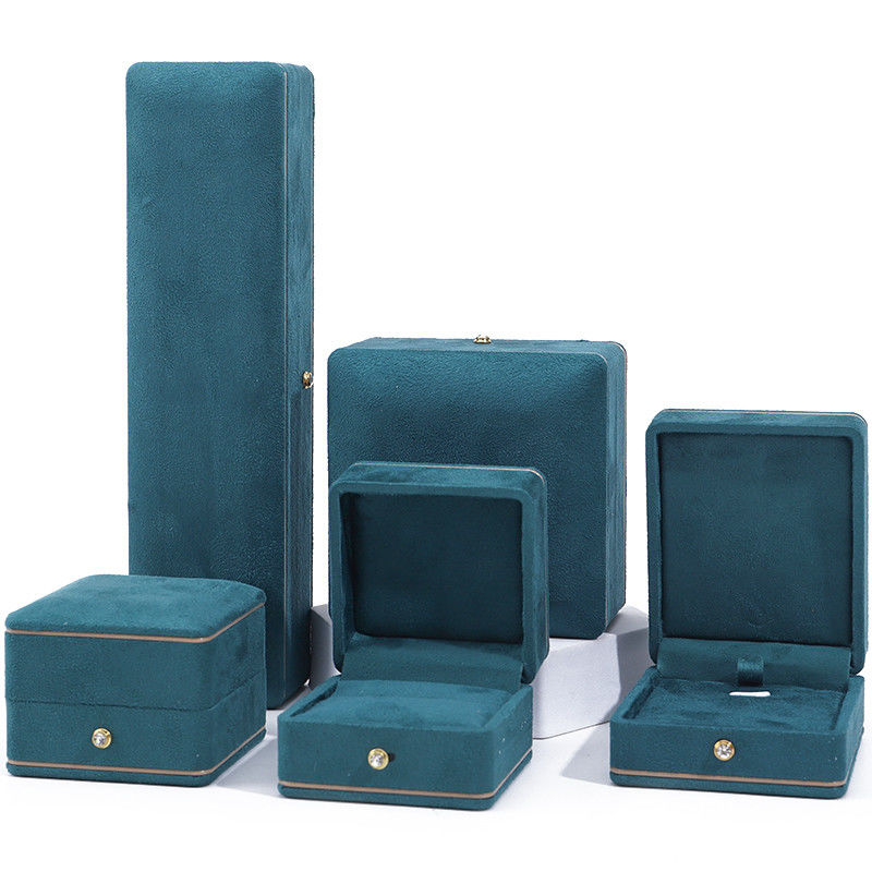 OEM ODM Luxury Jewellery Box Custom high quality Blue Velvet Jewelry Box with logo