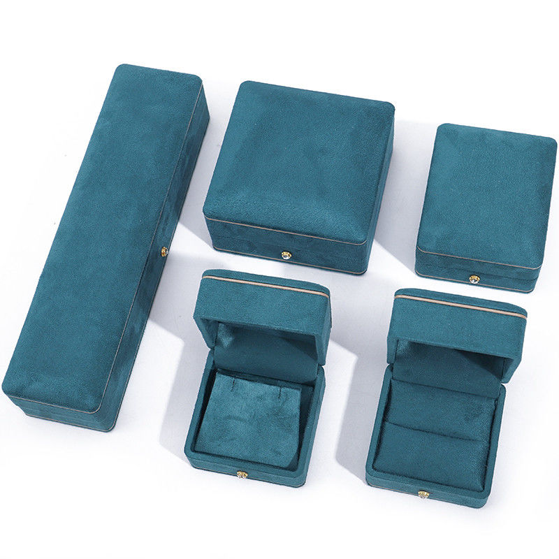 OEM ODM Luxury Jewellery Box Custom high quality Blue Velvet Jewelry Box with logo