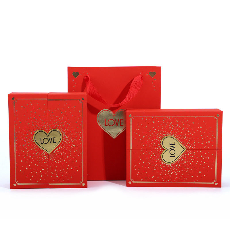 Heart Shaped Red Rose Flower Jewelry Box Packaging For Valentine's Day Necklace