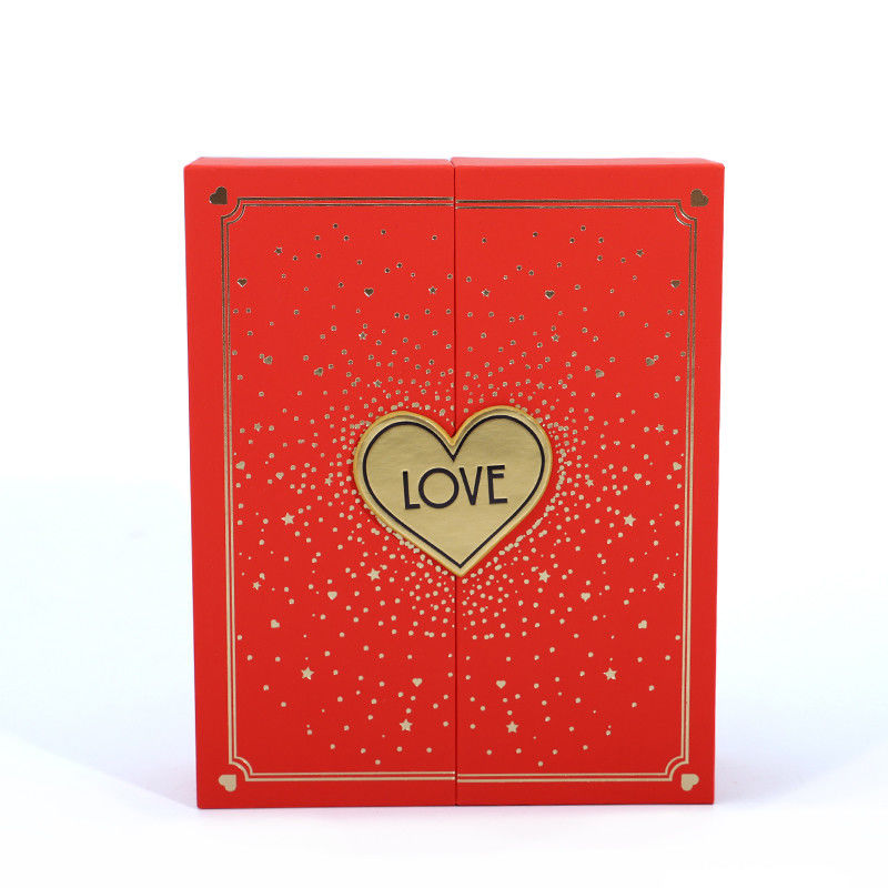 Heart Shaped Red Rose Flower Jewelry Box Packaging For Valentine's Day Necklace