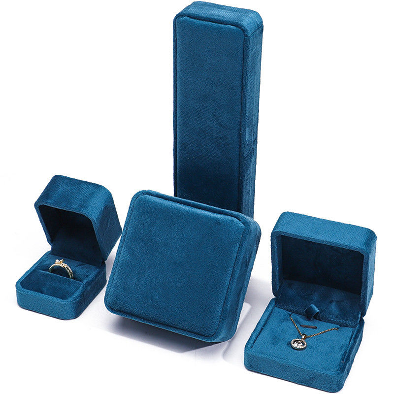 Luxury Jewellery Box premium Blue Velvet Jewelry Box for bracelet ring earring