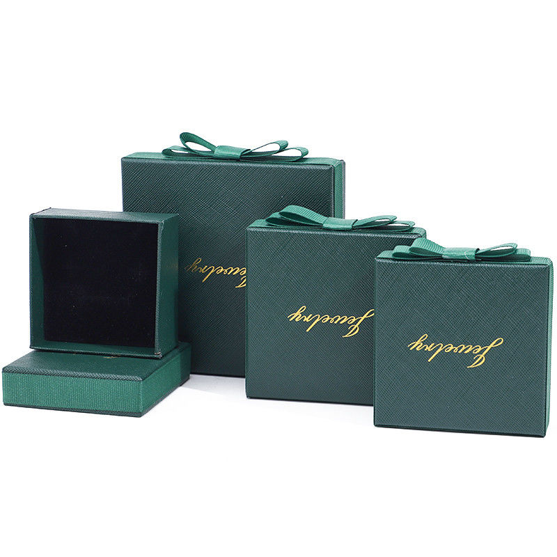 lid and base jewellery Box customizable Eco Friendly paper green Jewelry Box