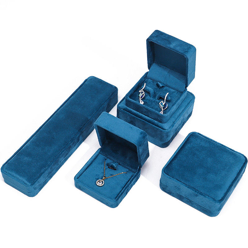 Luxury Jewellery Box premium Blue Velvet Jewelry Box for bracelet ring earring