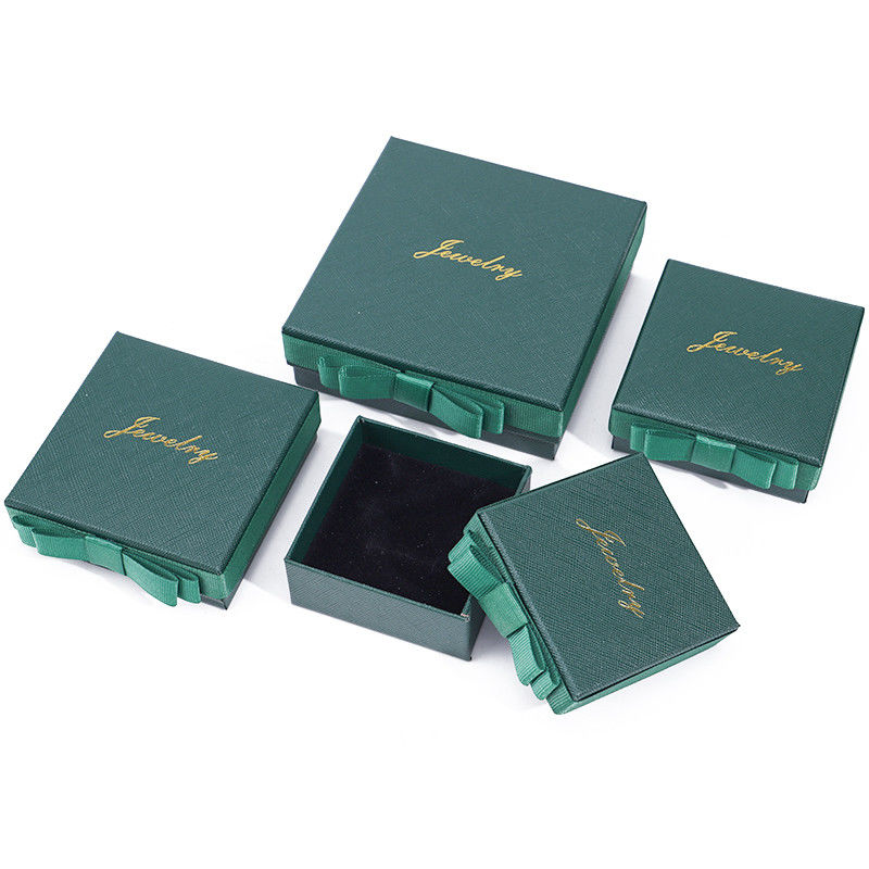 lid and base jewellery Box customizable Eco Friendly paper green Jewelry Box
