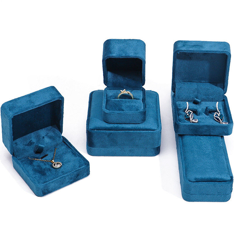 Luxury Jewellery Box premium Blue Velvet Jewelry Box for bracelet ring earring