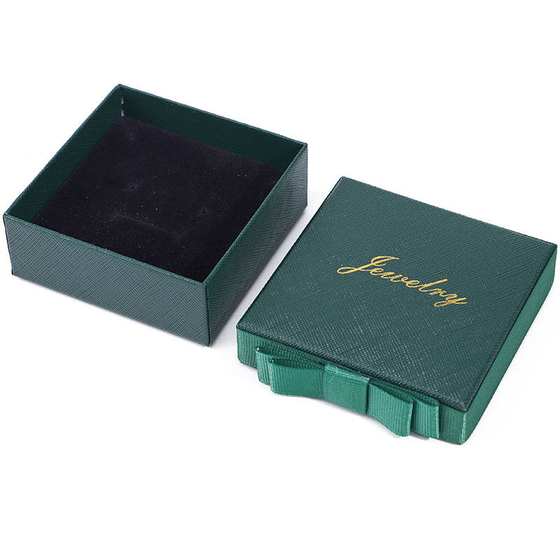 lid and base jewellery Box customizable Eco Friendly paper green Jewelry Box