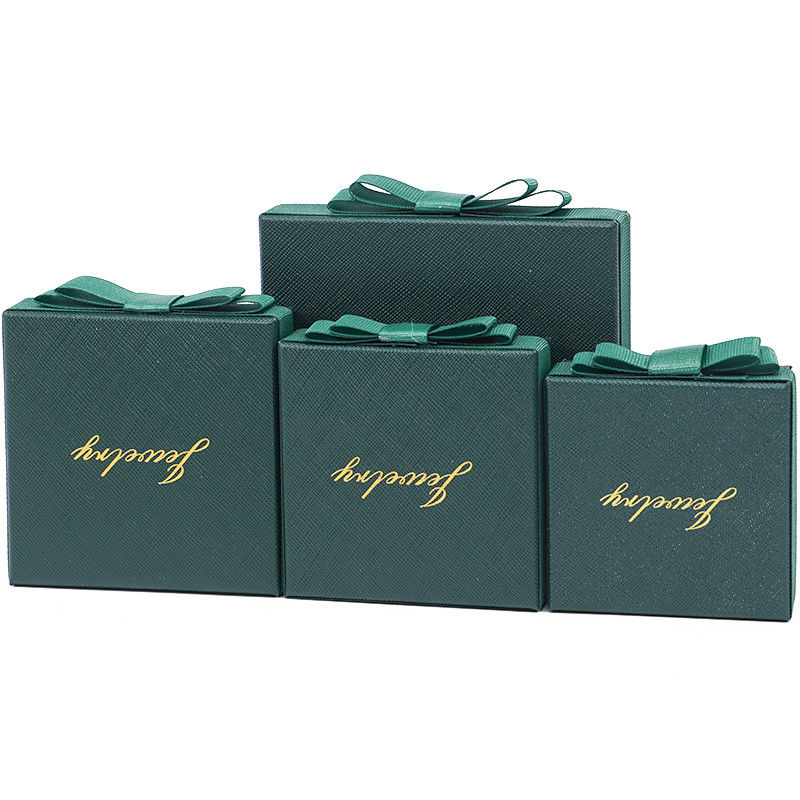 lid and base jewellery Box customizable Eco Friendly paper green Jewelry Box