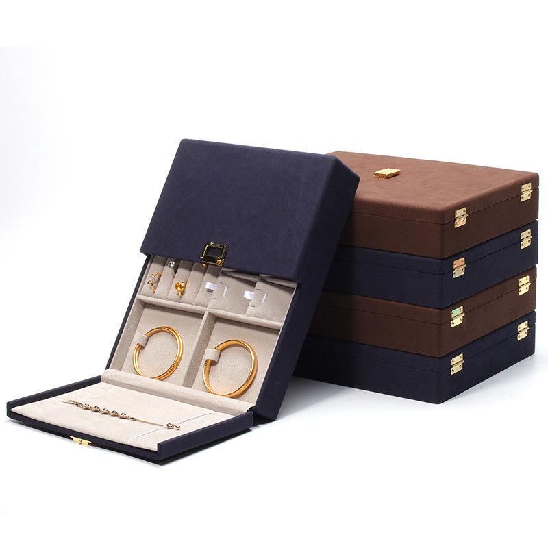 Custom Blue Microfiber Leather Jewelry Set Box for Jewelry Packaging and Storage Solutio