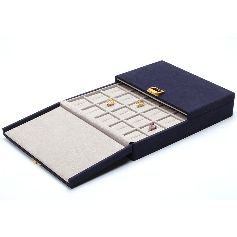 Custom Blue Microfiber Leather Jewelry Set Box for Jewelry Packaging and Storage Solutio