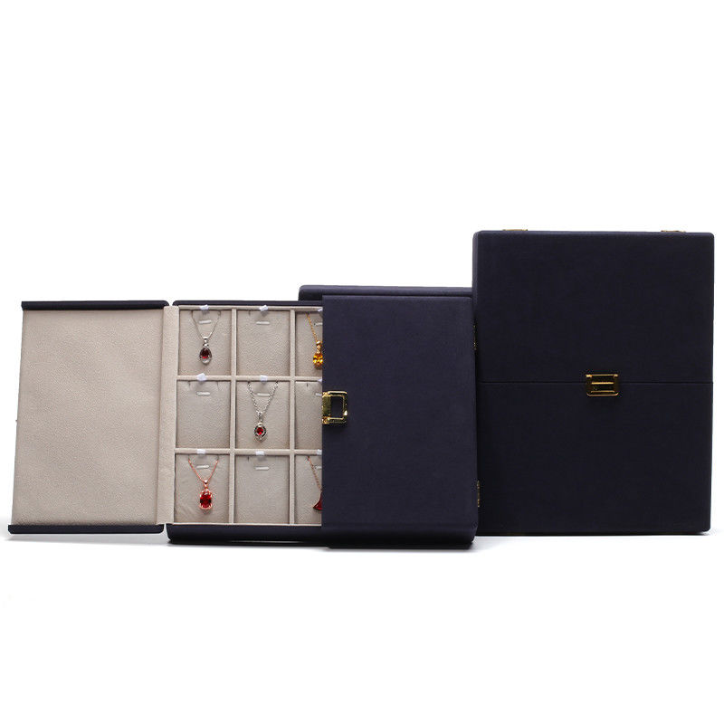 Custom Blue Microfiber Leather Jewelry Set Box for Jewelry Packaging and Storage Solutio
