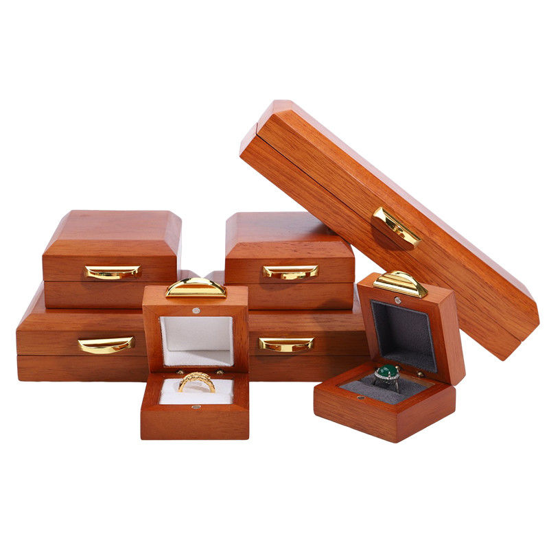 Custom Embossing Logo Luxury Wood Jewelry Box Packaging For Bracelet Necklace Set