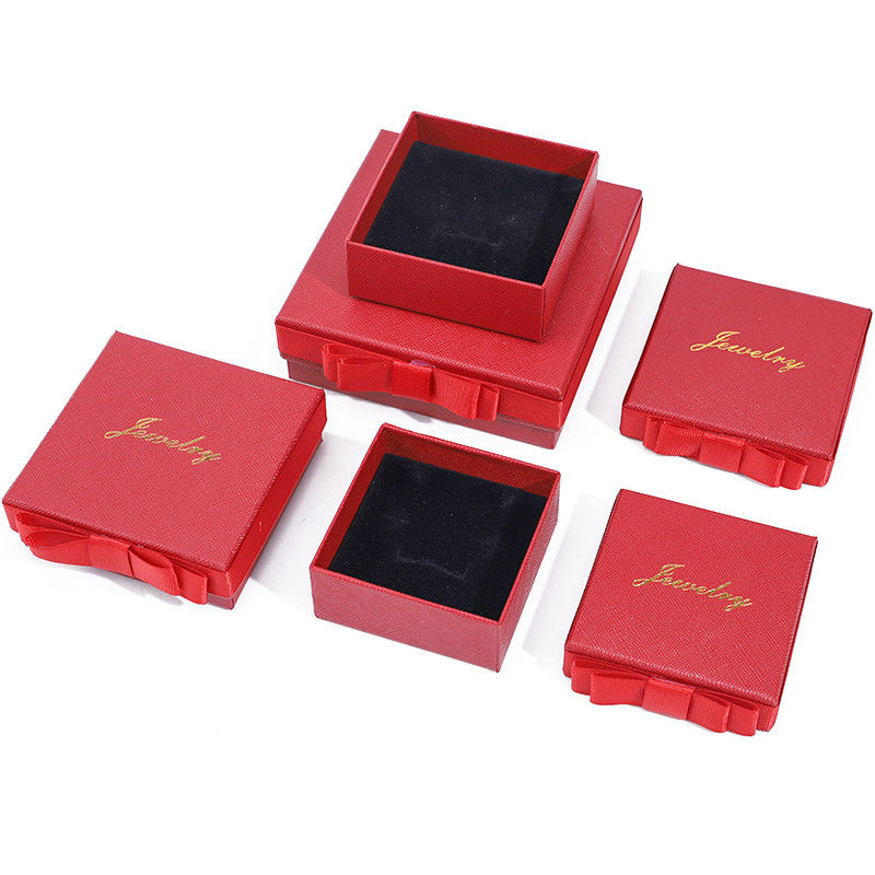 lid and base jewellery Box customizable Eco Friendly paper red Jewelry Box