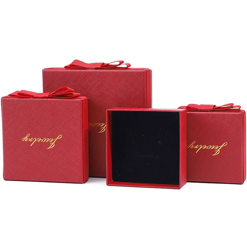 lid and base jewellery Box customizable Eco Friendly paper red Jewelry Box