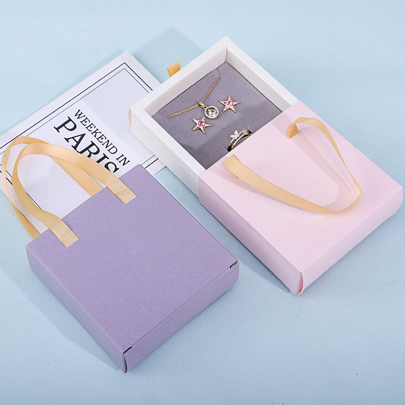 Discreet Cardboard Paper Jewelry Gift Packaging Box With Tote Bag For Storage