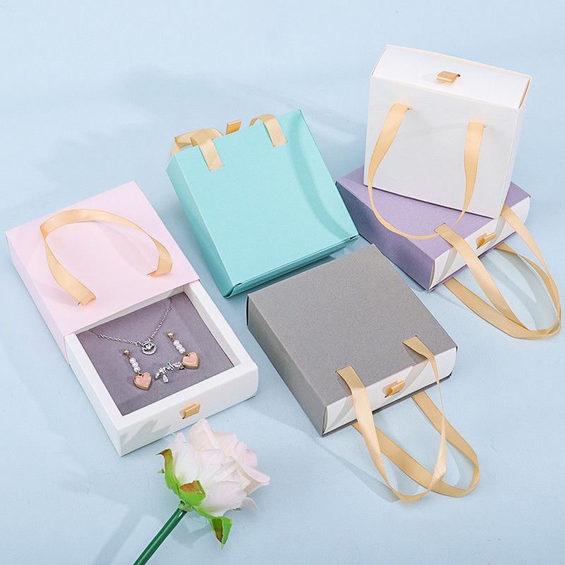 Discreet Cardboard Paper Jewelry Gift Packaging Box With Tote Bag For Storage