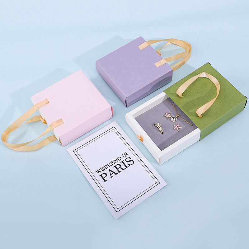 Discreet Cardboard Paper Jewelry Gift Packaging Box With Tote Bag For Storage