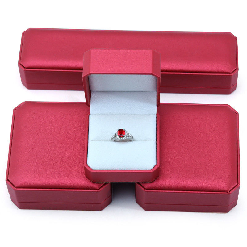 Custom Luxury Jewelry Packaging Box with Handmade Red Leather Exquisite Craftsmanship