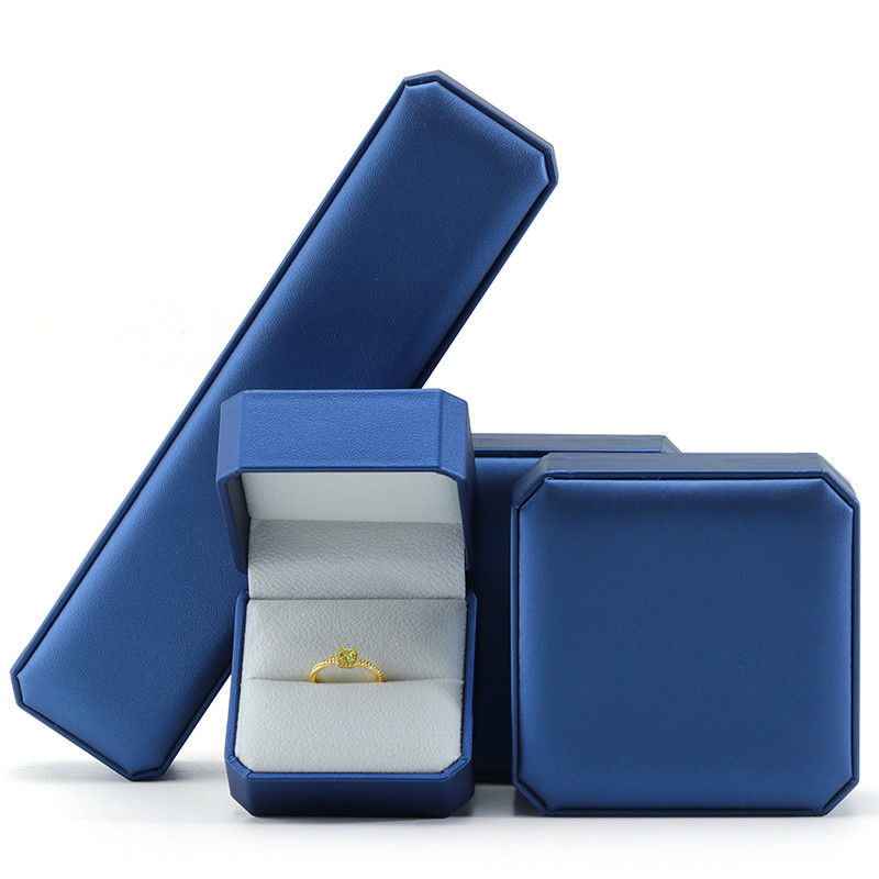 Navy Convex Faux Leather Jewelry Box Durable Luxury Packaging Case Package