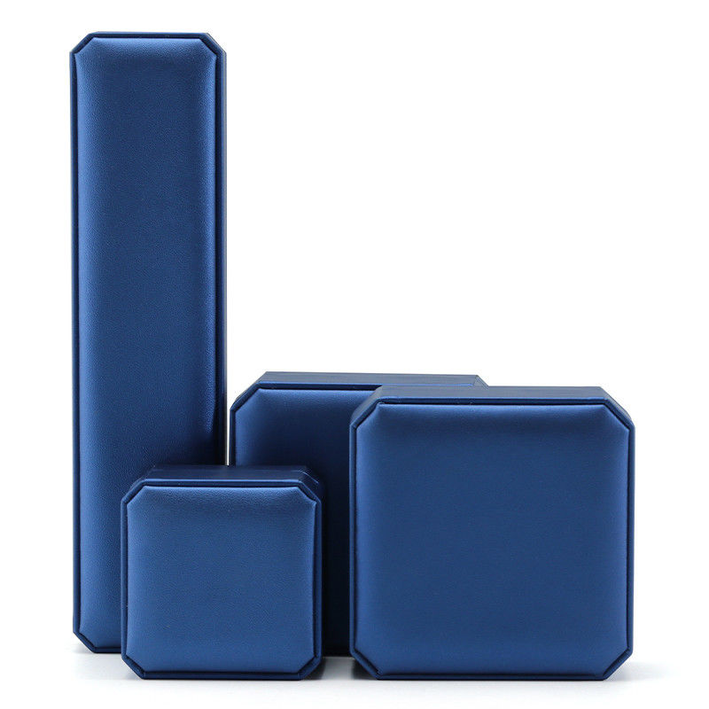 Navy Convex Faux Leather Jewelry Box Durable Luxury Packaging Case Package