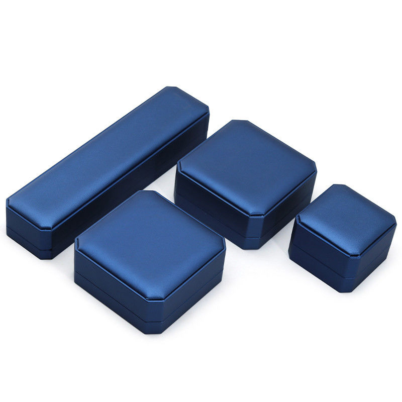 Navy Convex Faux Leather Jewelry Box Durable Luxury Packaging Case Package
