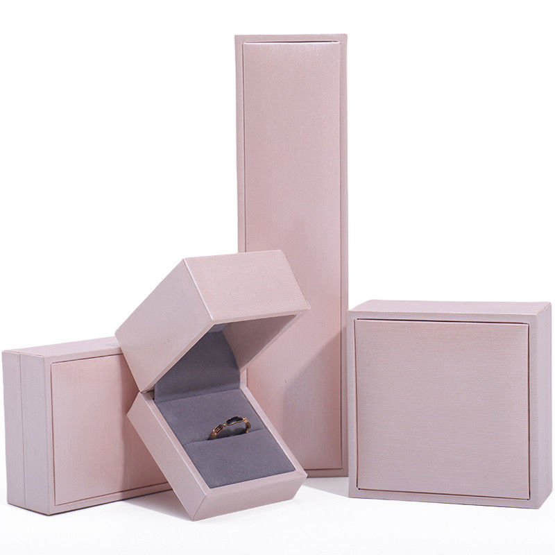 Pink Soft Touch Faux Leather Jewelry Luxury Storage Packaging Velvet Lining