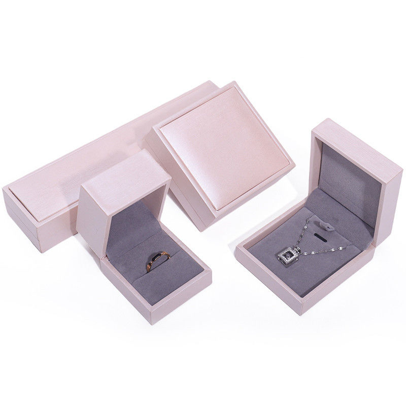 Pink Soft Touch Faux Leather Jewelry Luxury Storage Packaging Velvet Lining