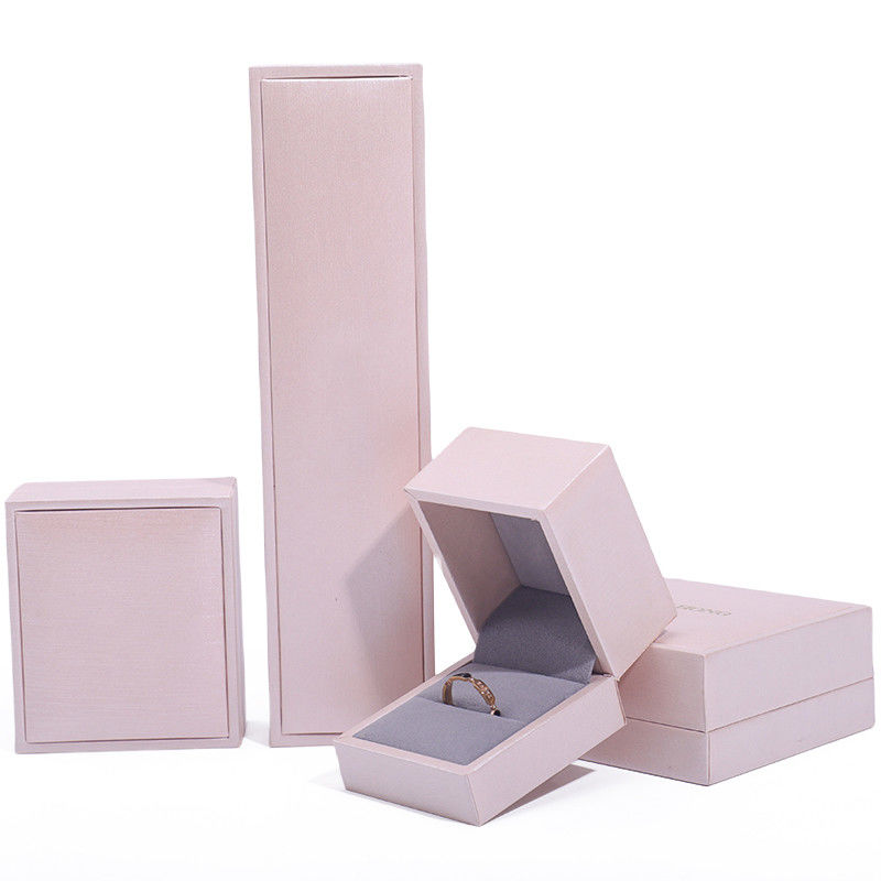 Pink Soft Touch Faux Leather Jewelry Luxury Storage Packaging Velvet Lining