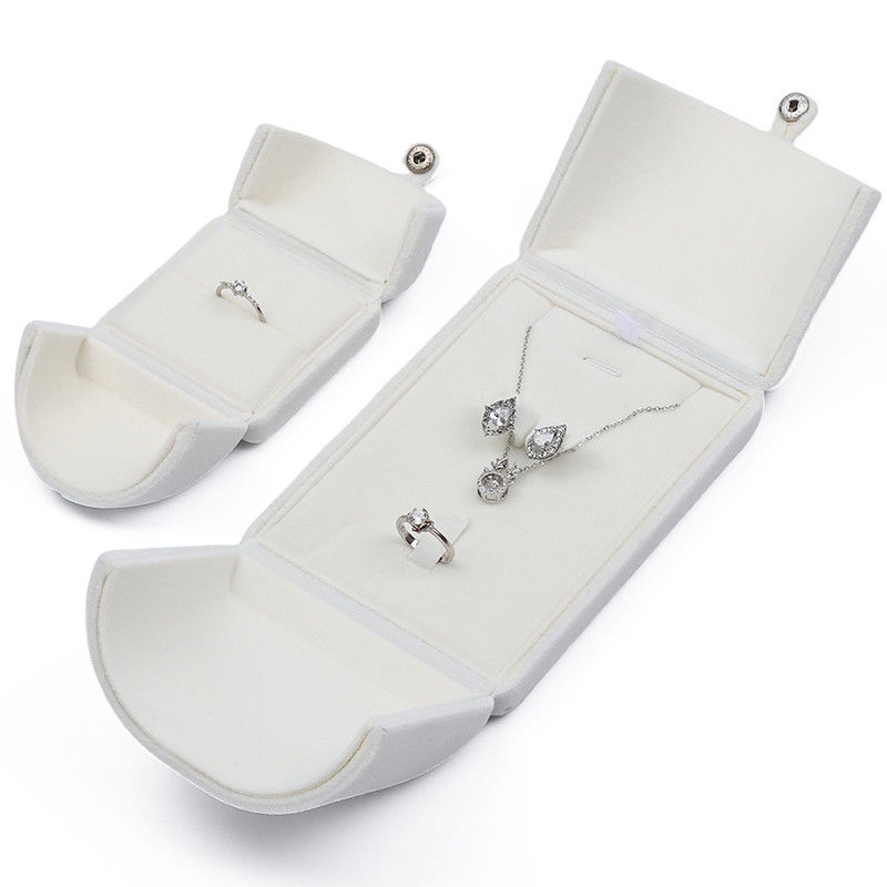 elegant double door jewelry box hign end white velvet jewellery box with logo