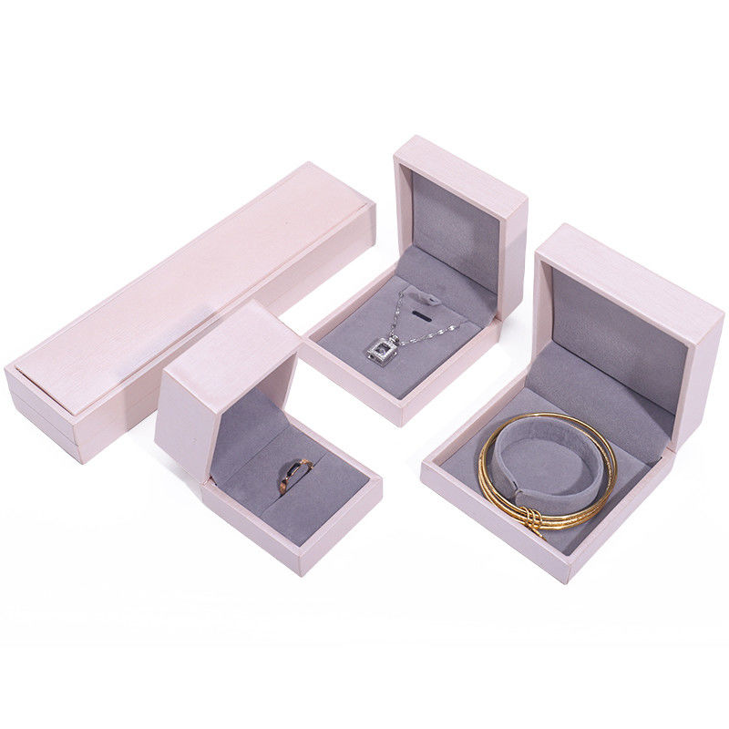 Pink Soft Touch Faux Leather Jewelry Luxury Storage Packaging Velvet Lining
