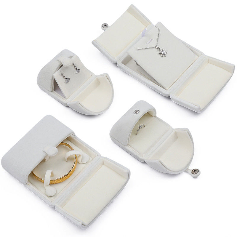 elegant double door jewelry box hign end white velvet jewellery box with logo